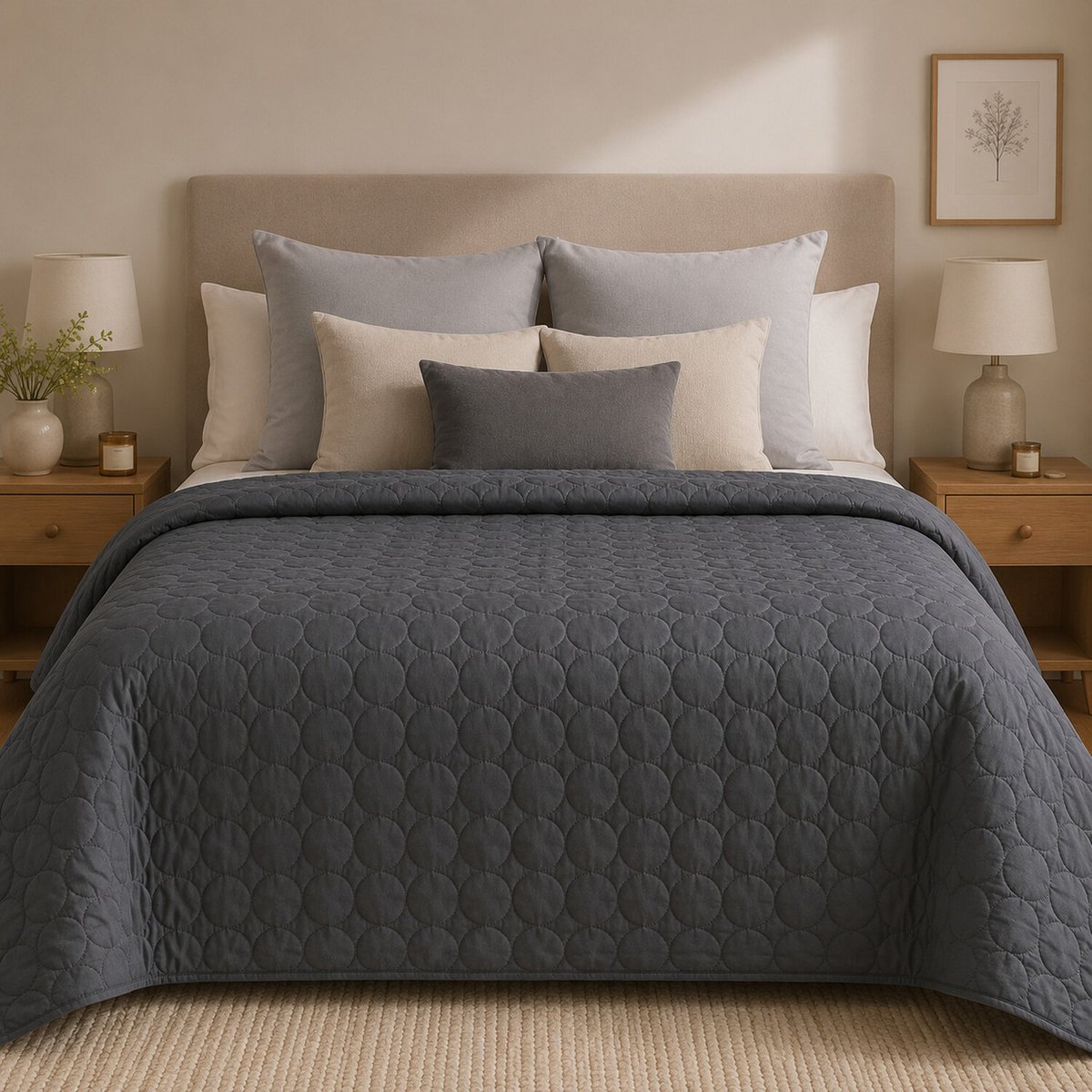 dessus de lit polyester uni gris, C DESIGN HOME TEXTILE