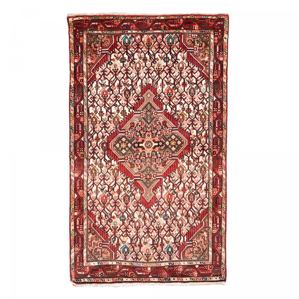 Tapis d'orient, motif oriental noué main en laine, HAMADAN 11 rouge, crème, marron, UN AMOUR DE TAPIS