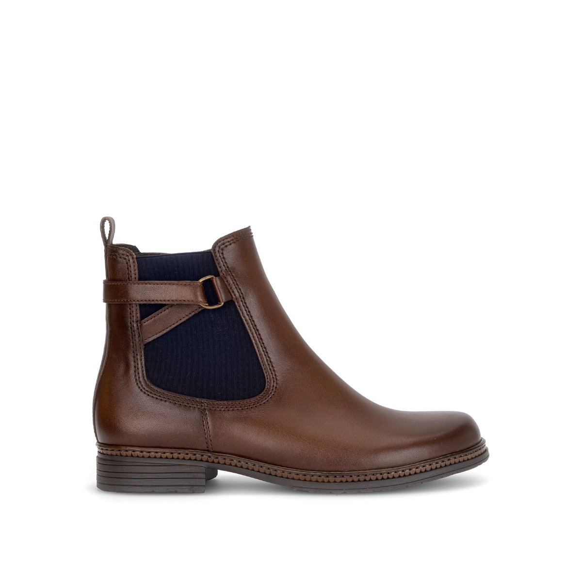 Bottines en cuir lisse à talon décroché cognac, GABOR