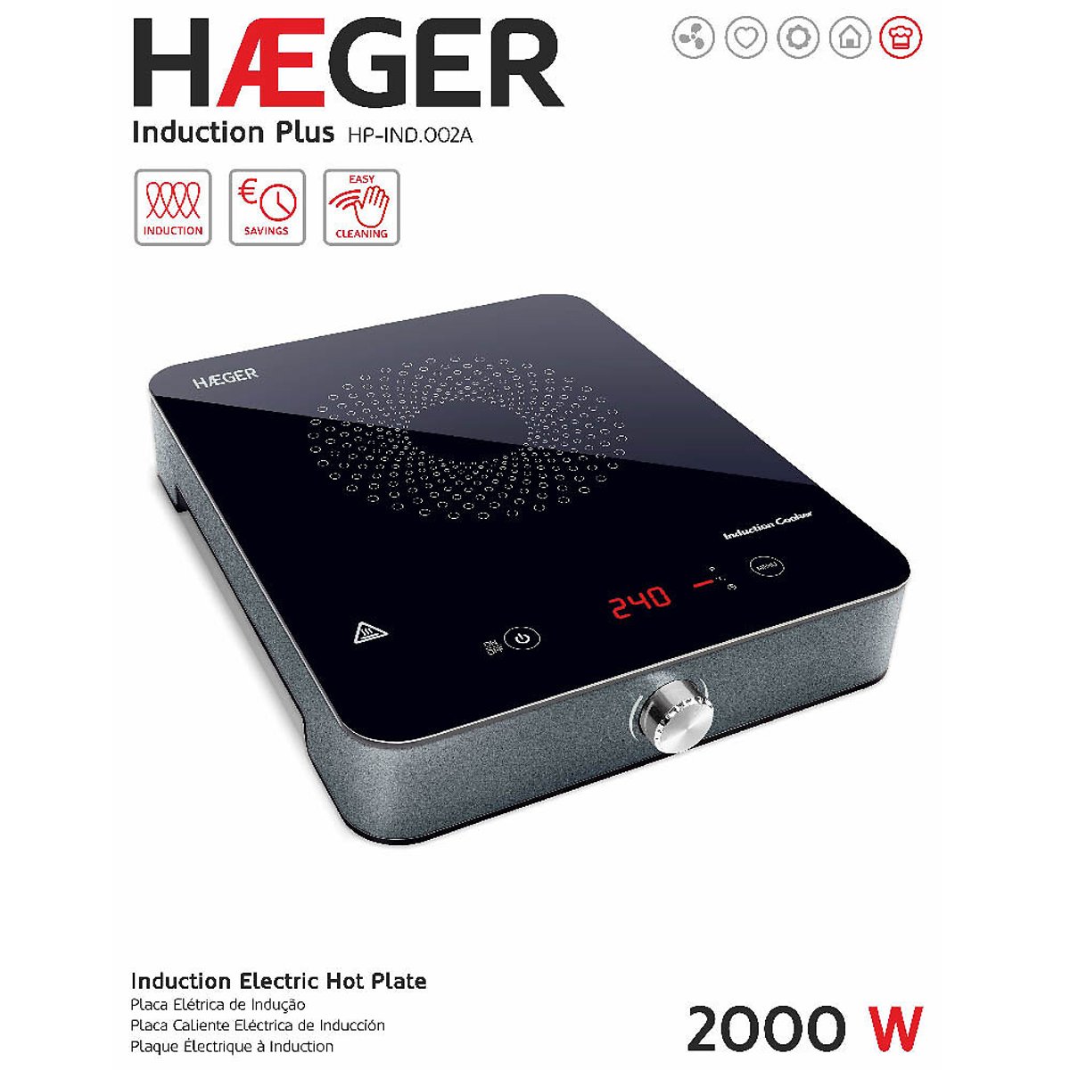 Placa de indução Induction Plus, HAEGER preto , HAEGER