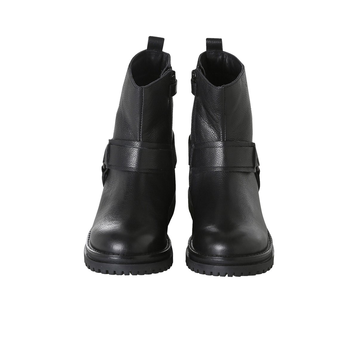 Boots cuir zippées noir, VERTBAUDET