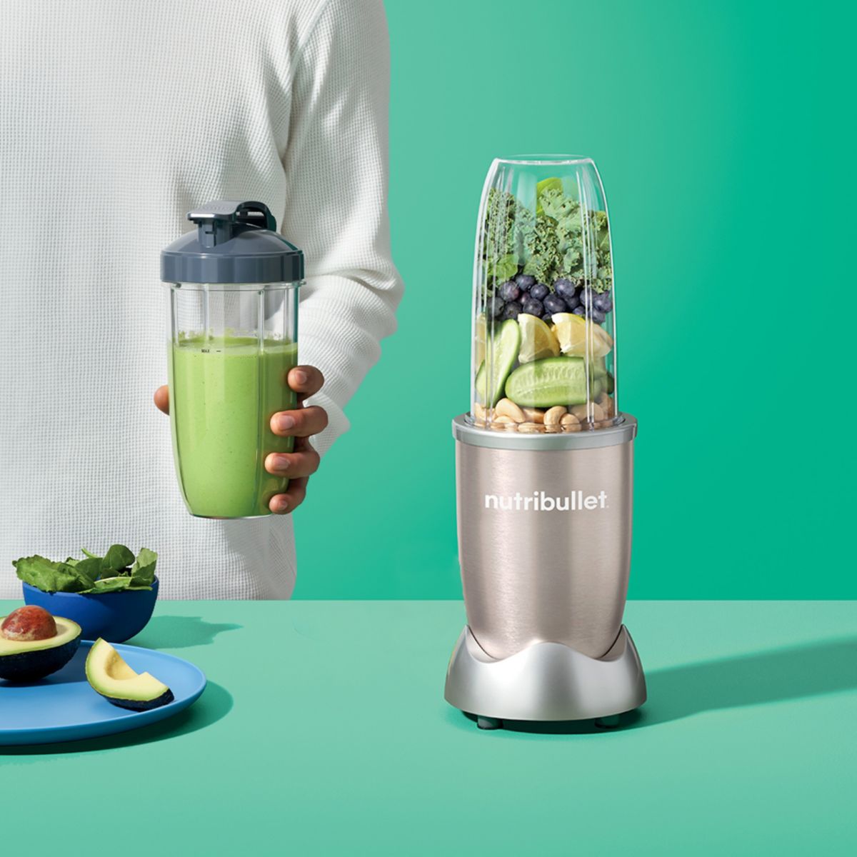 Blender NB907CP Pro 900 champagne 3 accessoires marron, NUTRIBULLET