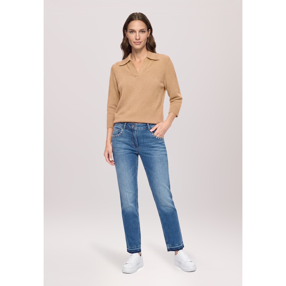 Pull-over en maille à manches 3/4 beige, BETTY BARCLAY