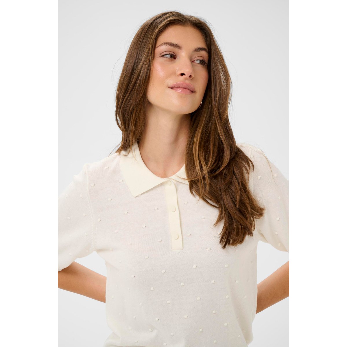Á manches courtes blanc whisper white, CREAM