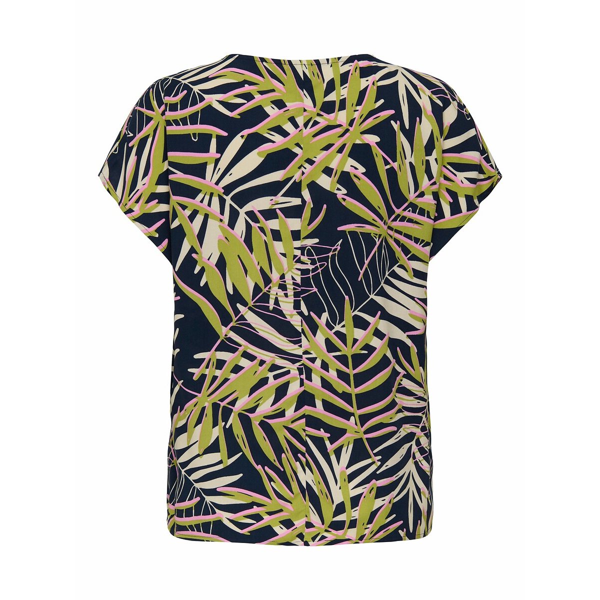 Blouse manches courtes, col V beige/noir, JDY