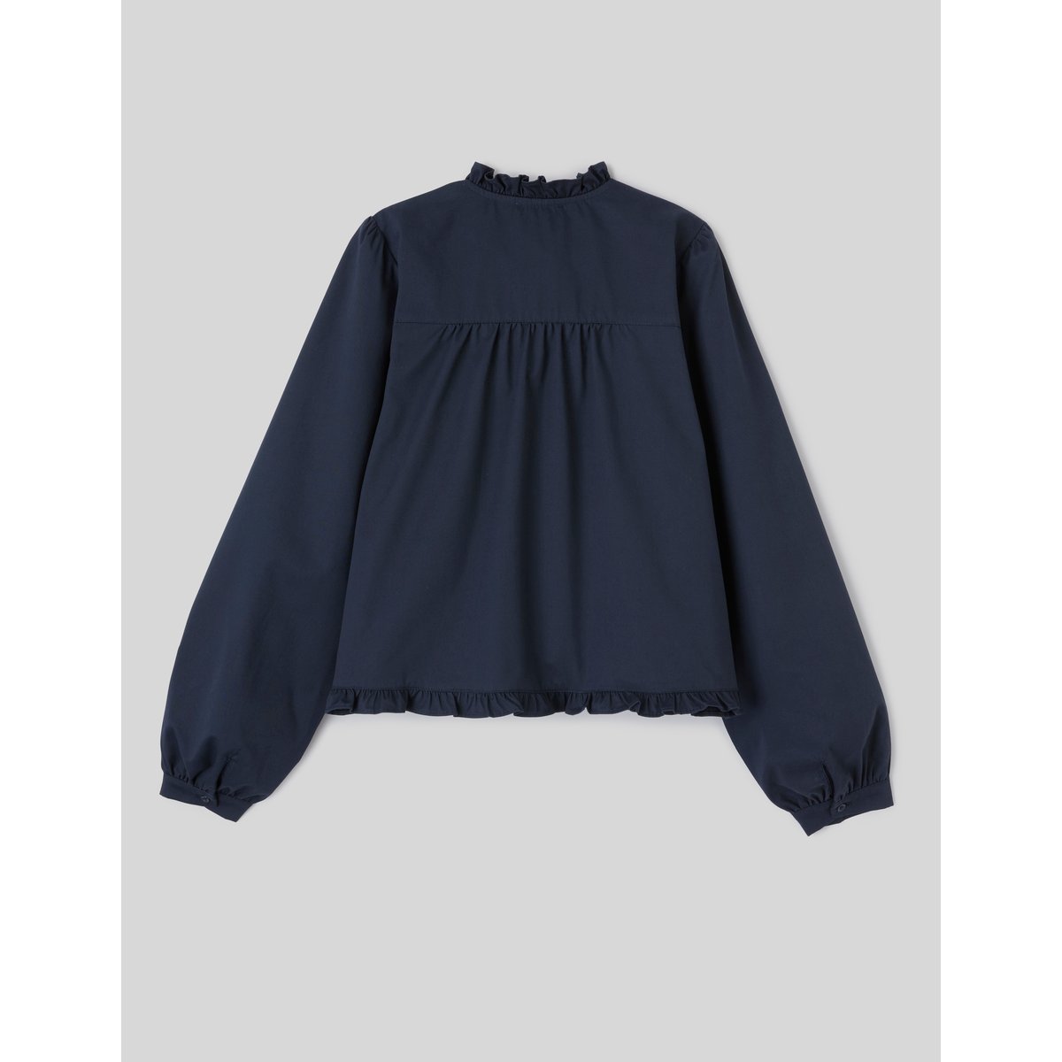 Blouse à volants bleu foncé, BZB