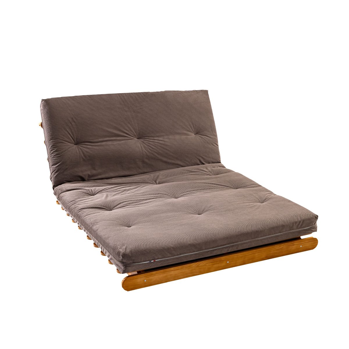 Ensemble literie futon en coton velours côtelé marron, TERRE DE NUIT