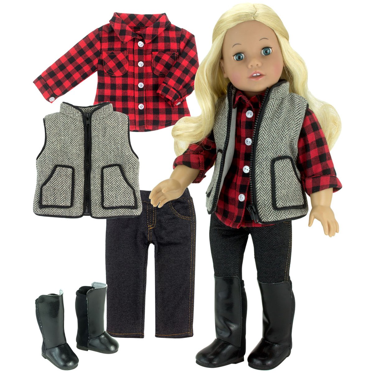 4Pcs Vêtements Accessoires Poupée couleur unique, TEAMSON KIDS