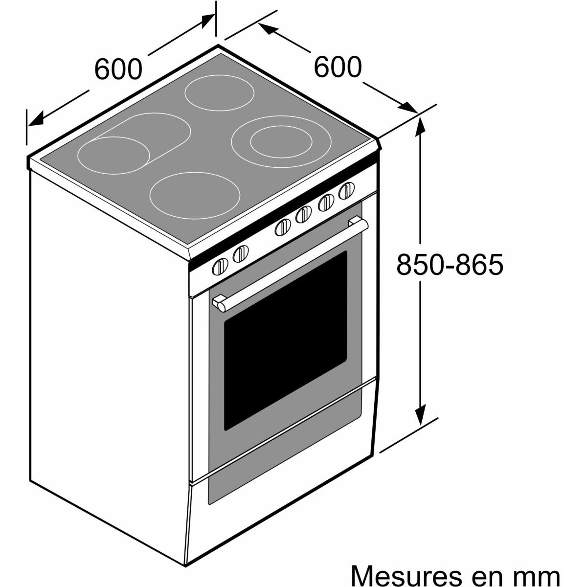Cuisinière vitrocéramique HKS79R220 couleur unique, BOSCH