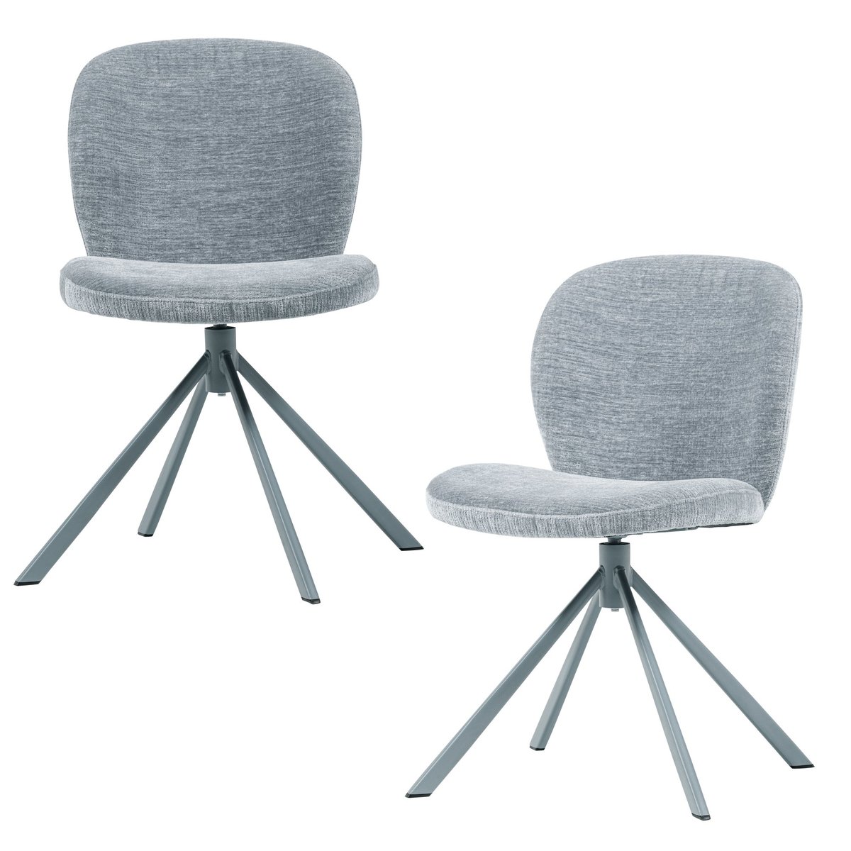 Lot de 2 fauteuils de table en chenille FEMKE bleu, WOOOD
