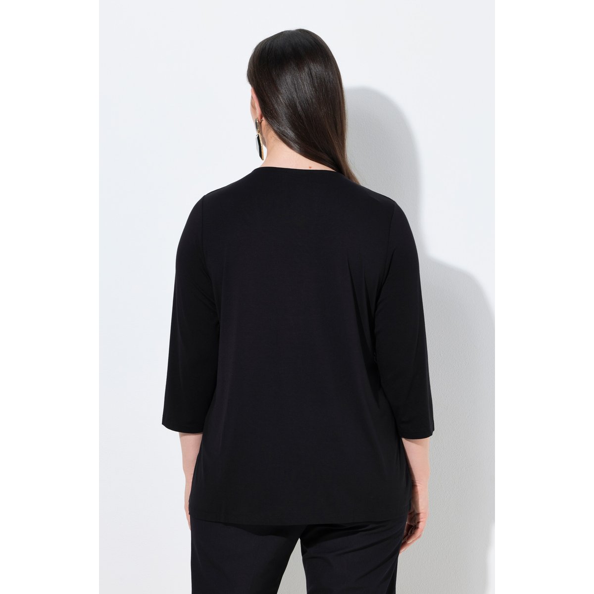 T-shirt 2-en-1, motif à fleurs noir, ULLA POPKEN