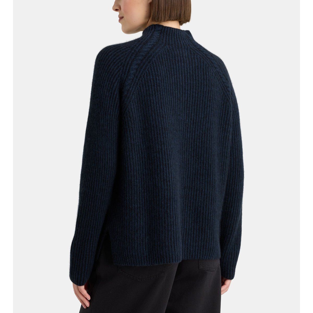 Pull droit edimbourg en maille torsadée cachemire bleu marine, GALERIES LAFAYETTE