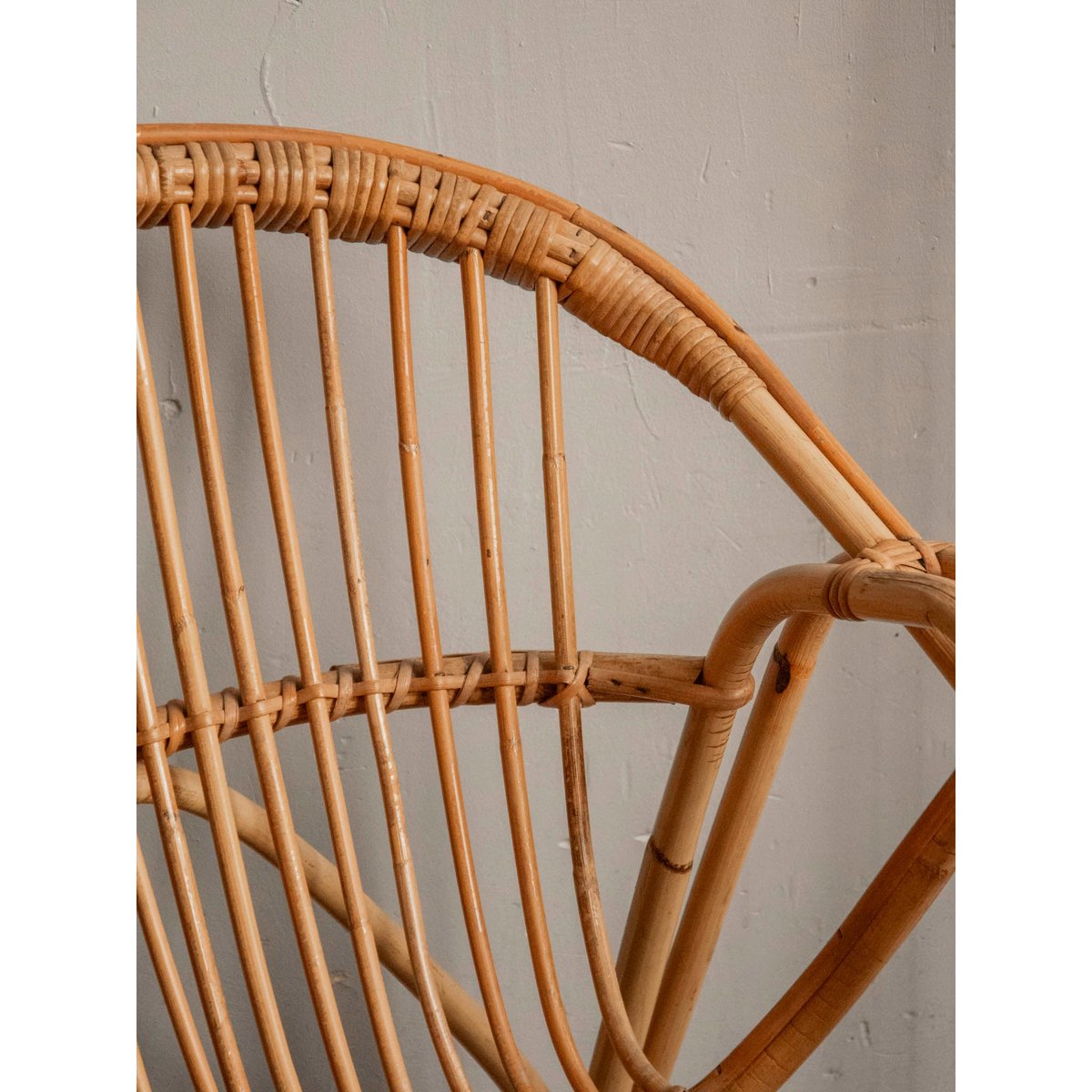 Fauteuil en rotin au style bohème Ernest N°947 - Bon état bois clair, DEBONGOUT