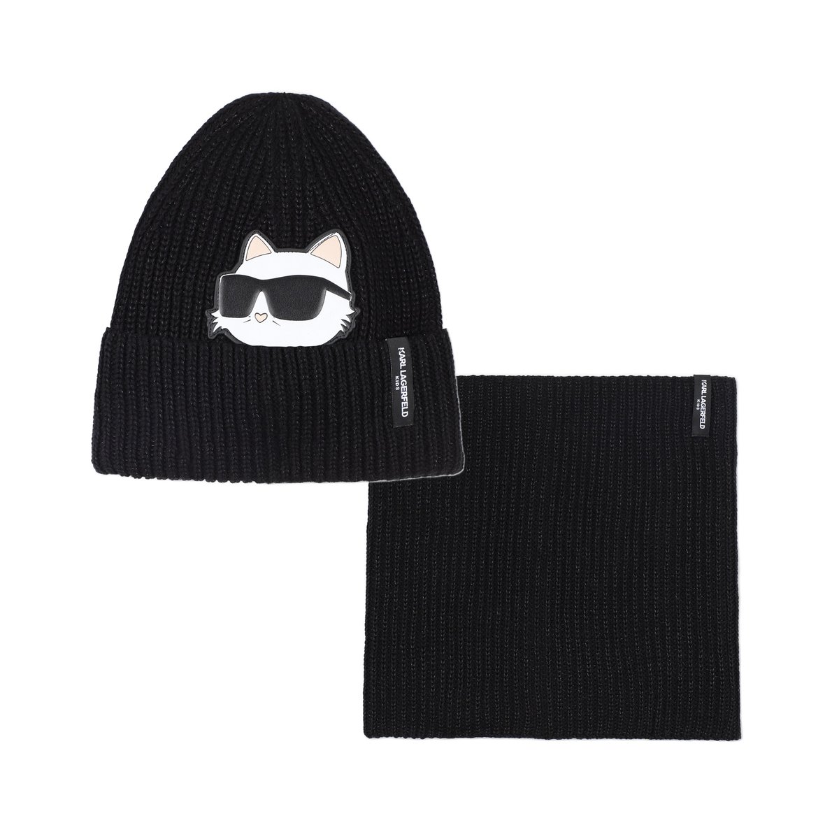 Chapeau d’ensemble + chauffe-manche black, KARL LAGERFELD KIDS