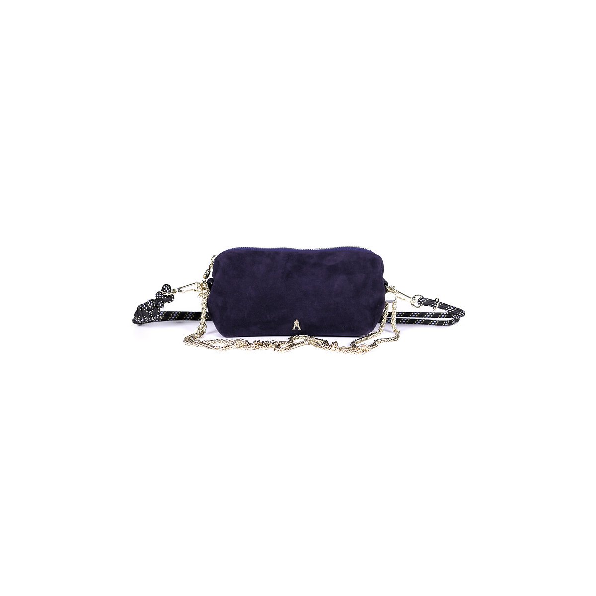 Sac pochette en cuir d'agneau suédé, NUAGE marine, CRAIE STUDIO