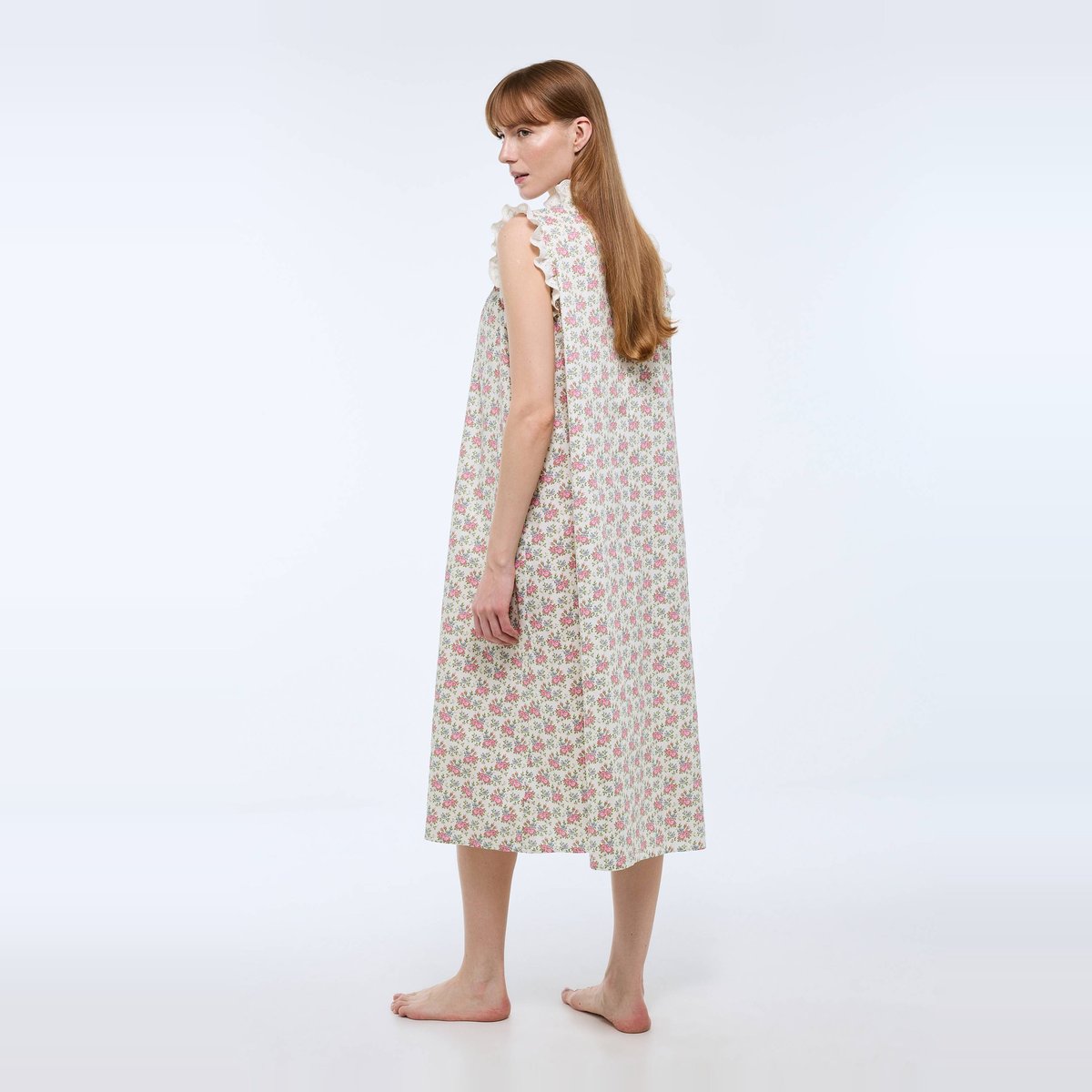 Chemise de nuit imprimée sans manches en coton BIO GOTS ecru, MONOPRIX