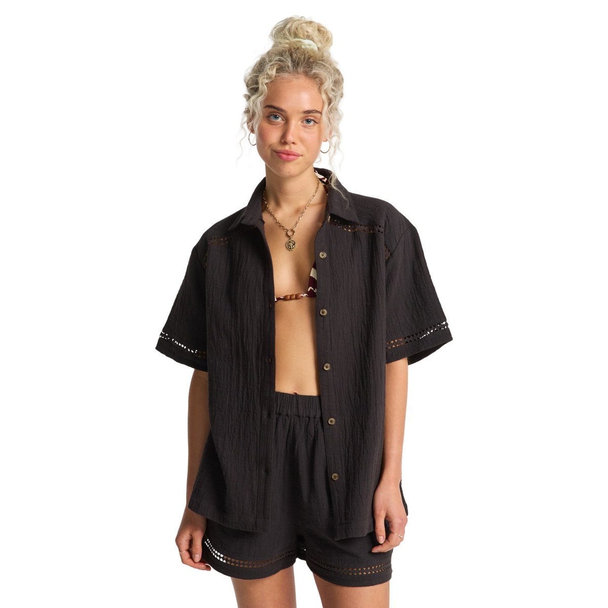 Chemise manches courtes SUMMERS END noir black sands, BILLABONG