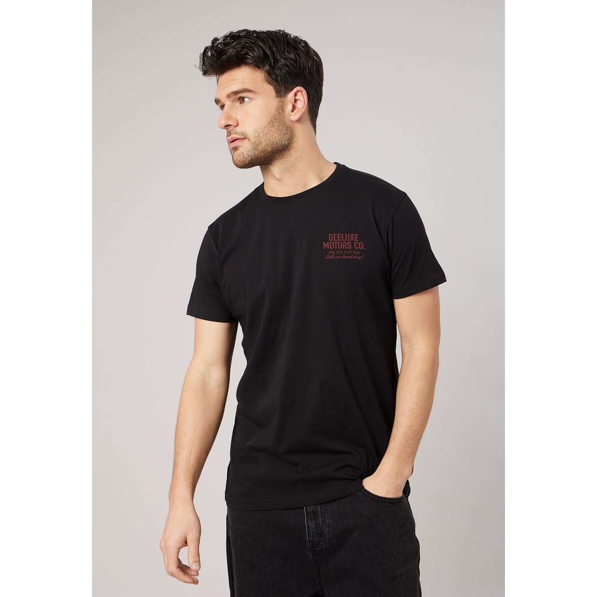 T-shirt regular homme imprimé moto vintage ROWDY black, DEELUXE