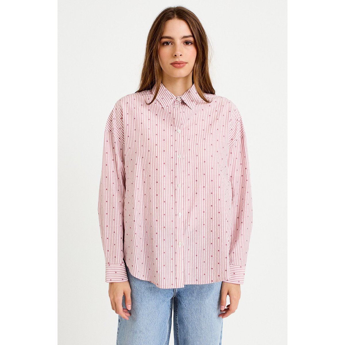 Chemise droite manches longues rouge clair, CACHE CACHE