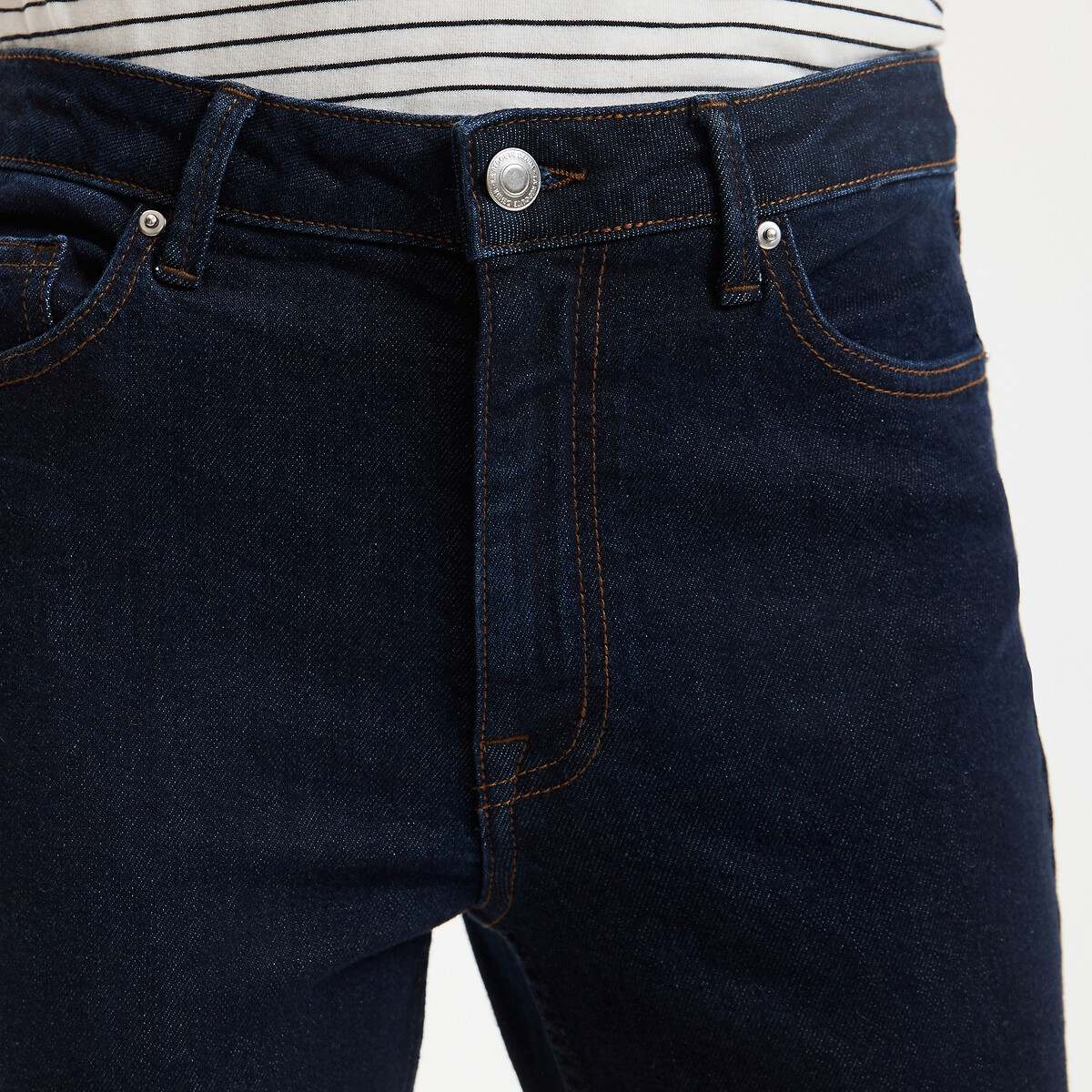 Slim Fit Cropped Jeans with High Waist untreated blue, LA REDOUTE COLLECTIONS