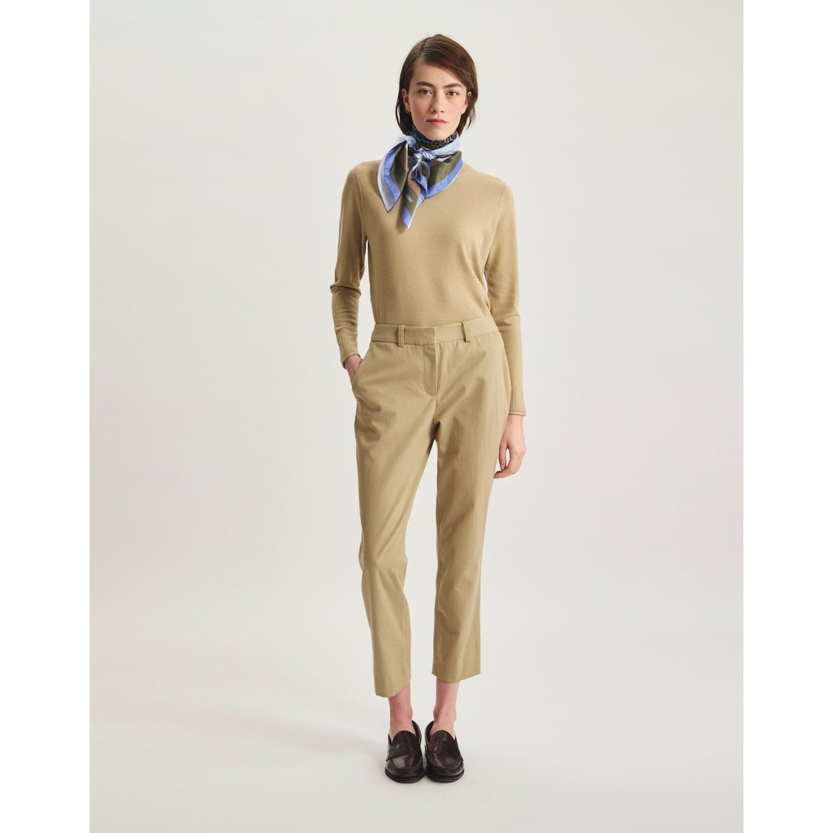 Pantalon Audrey en coton beige, INES DE LA FRESSANGE PARIS