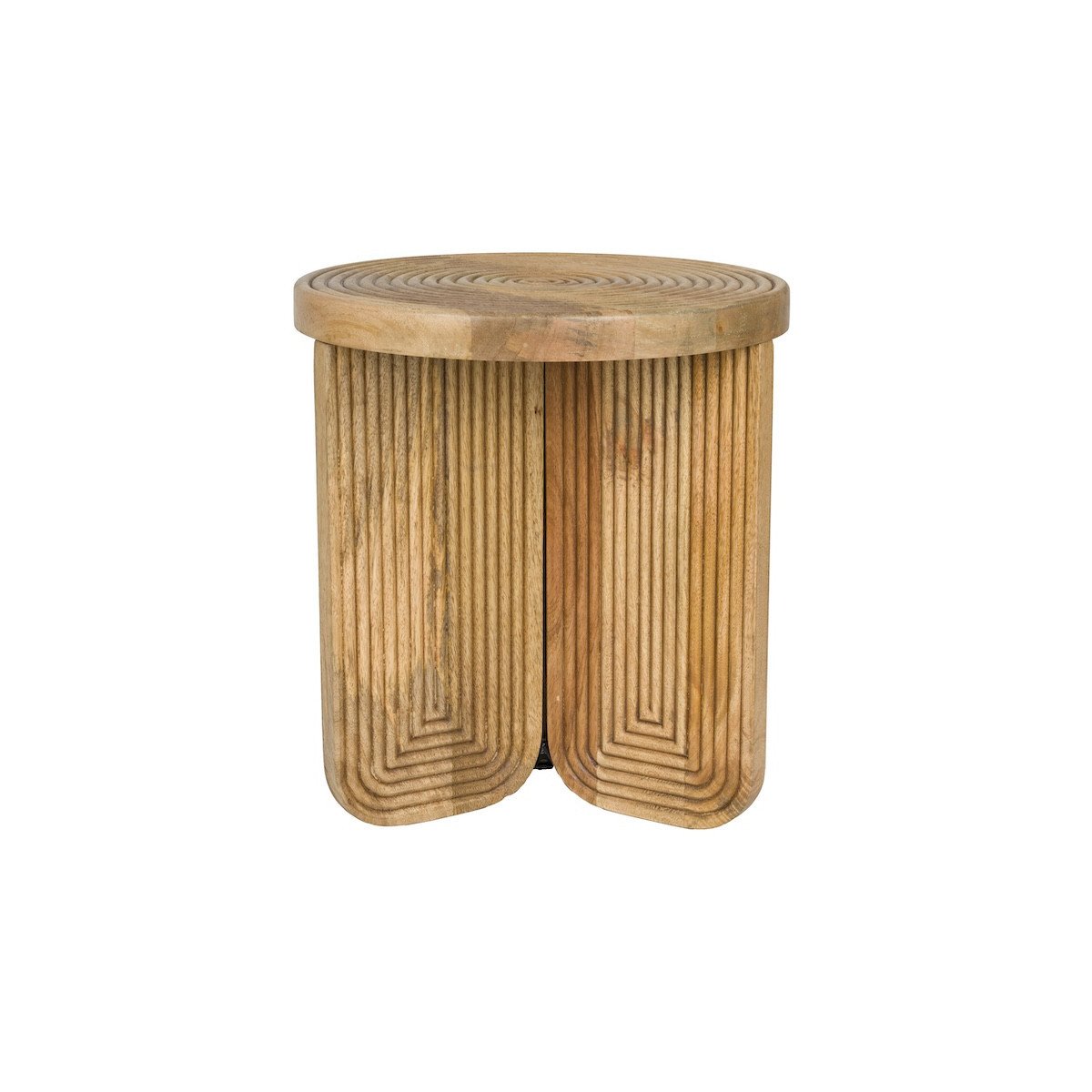 Table d'appoint ronde en bois sculptée - MAEZE marron, MATHI DESIGN