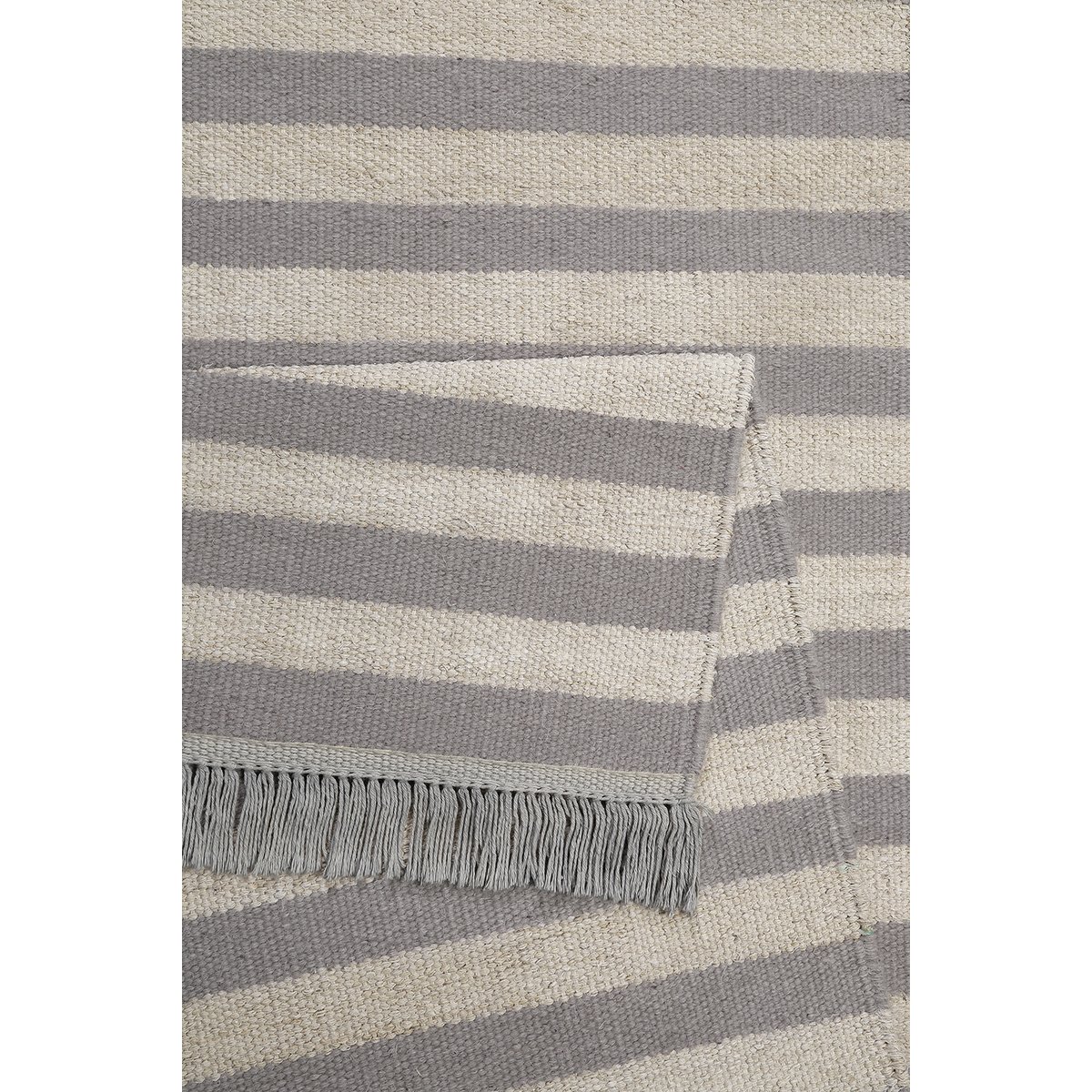 Tapis en laine et chanvre fait main frangé ,  NOBLE STRIPES nature, WECON HOME