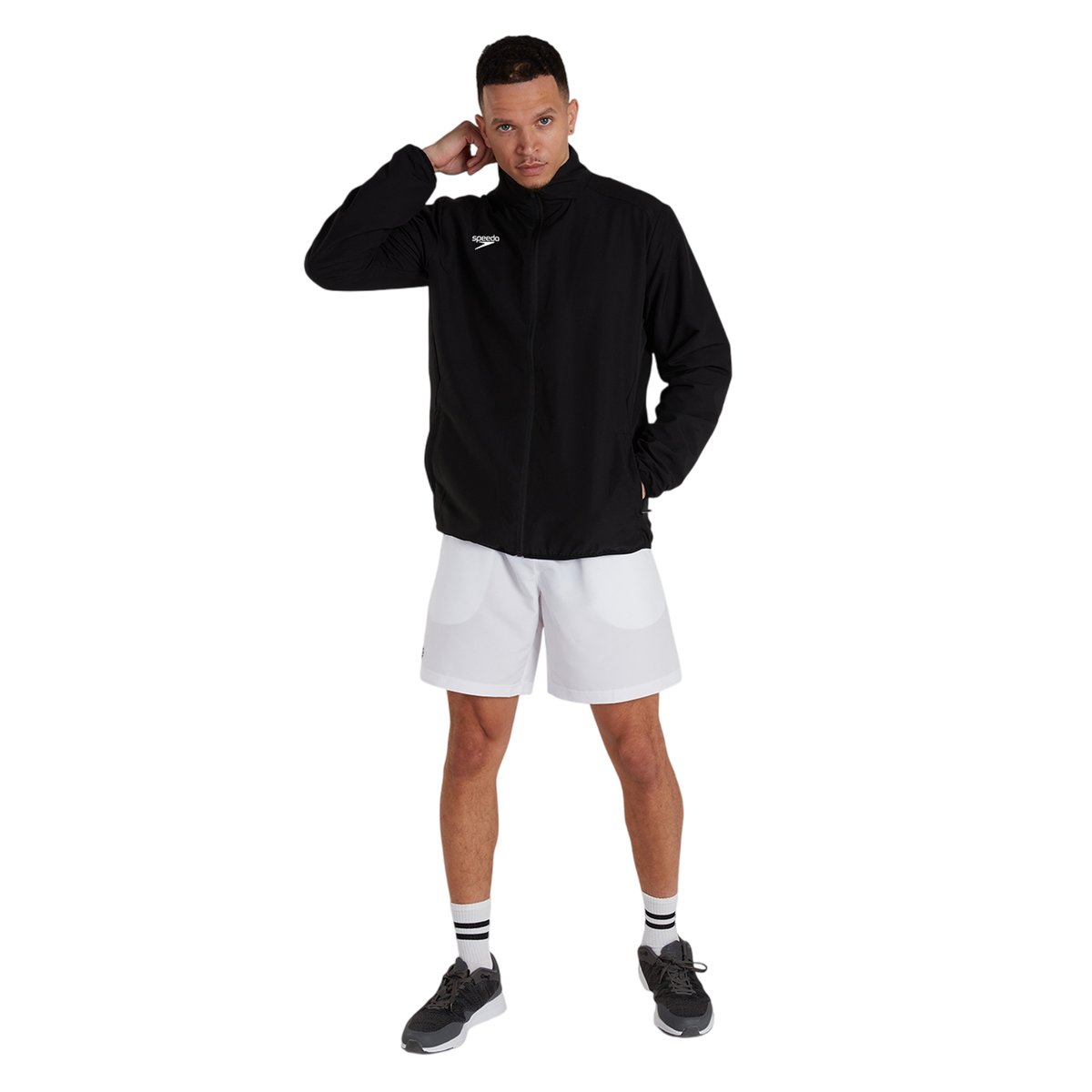 Veste de survêtement à col montant motif/style logo CLUB noir, SPEEDO
