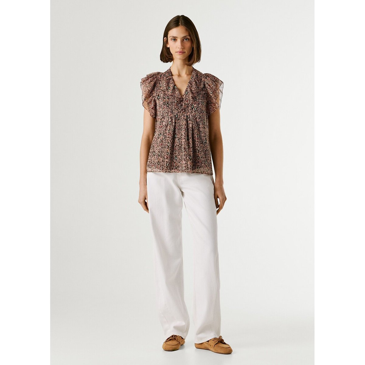 Blouse imprimée, à manches volantées imprimé multicolore, PEPE JEANS