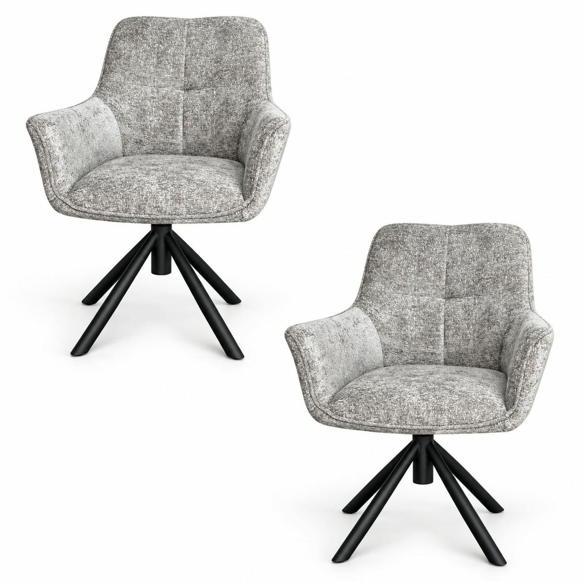 Fauteuil de table pivotant tissu gris (lot de 2) IENA gris, PIER IMPORT