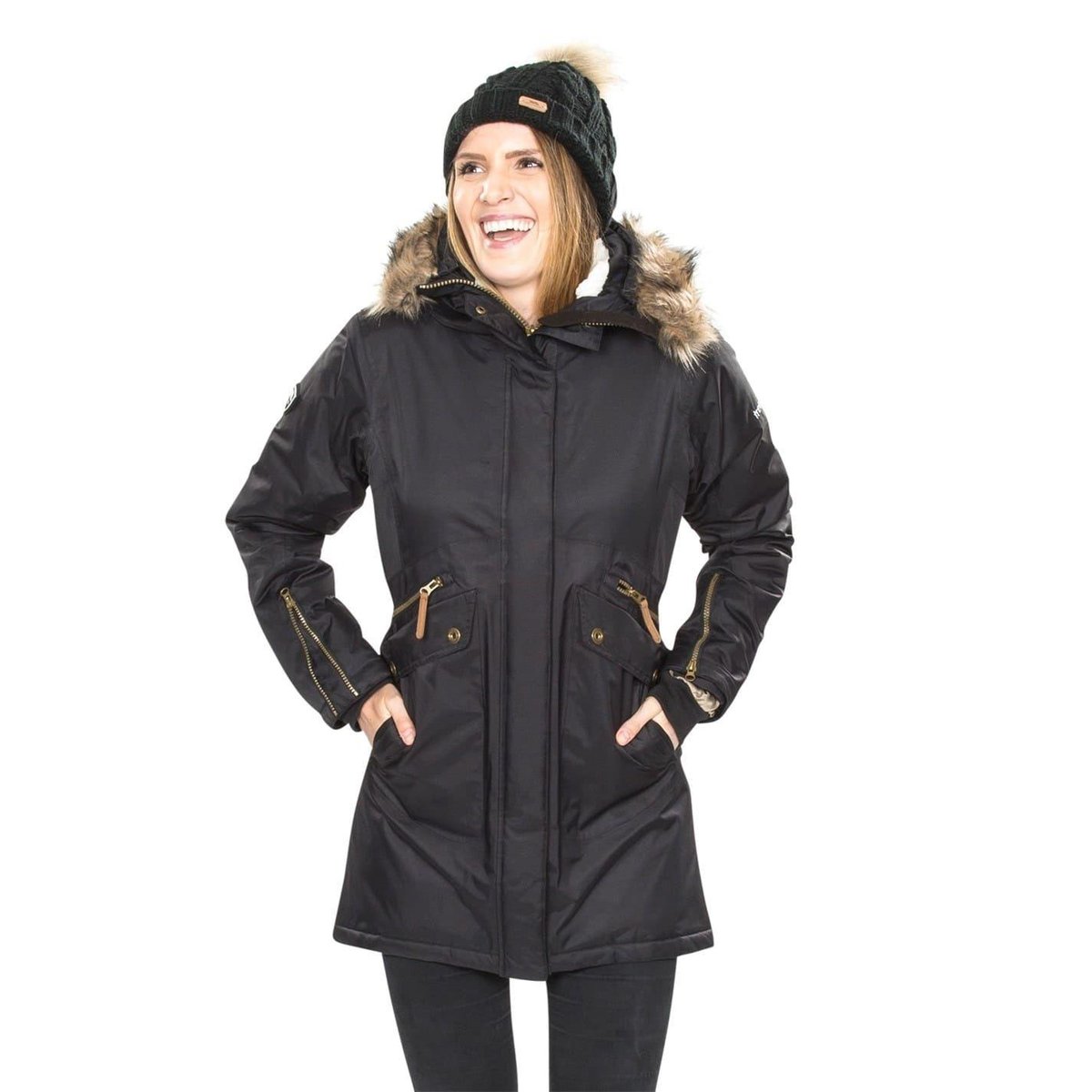 Parka imperméable à capuche ETERNALLY noir, TRESPASS