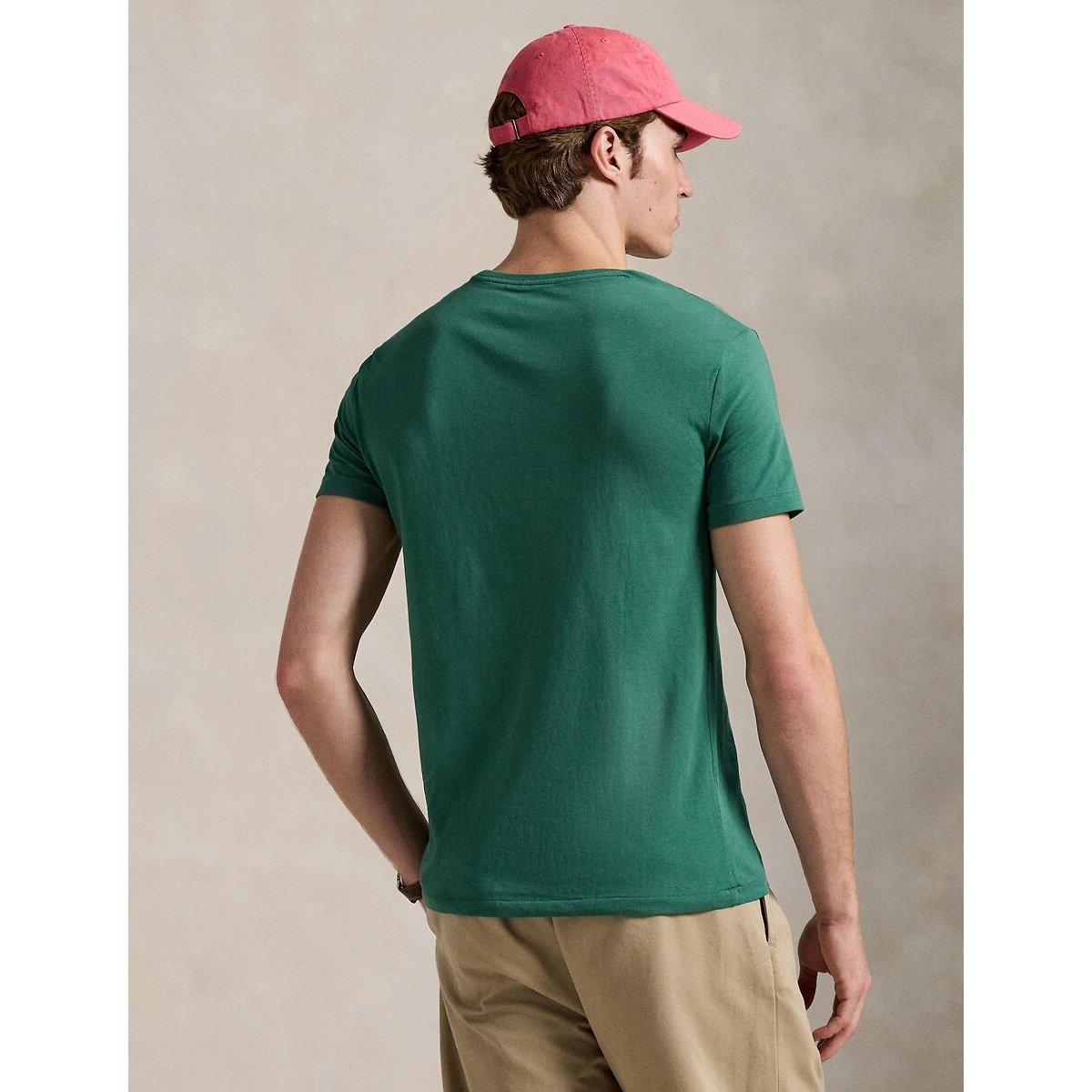 T-shirt à col rond Custom Slim Fit vert, POLO RALPH LAUREN