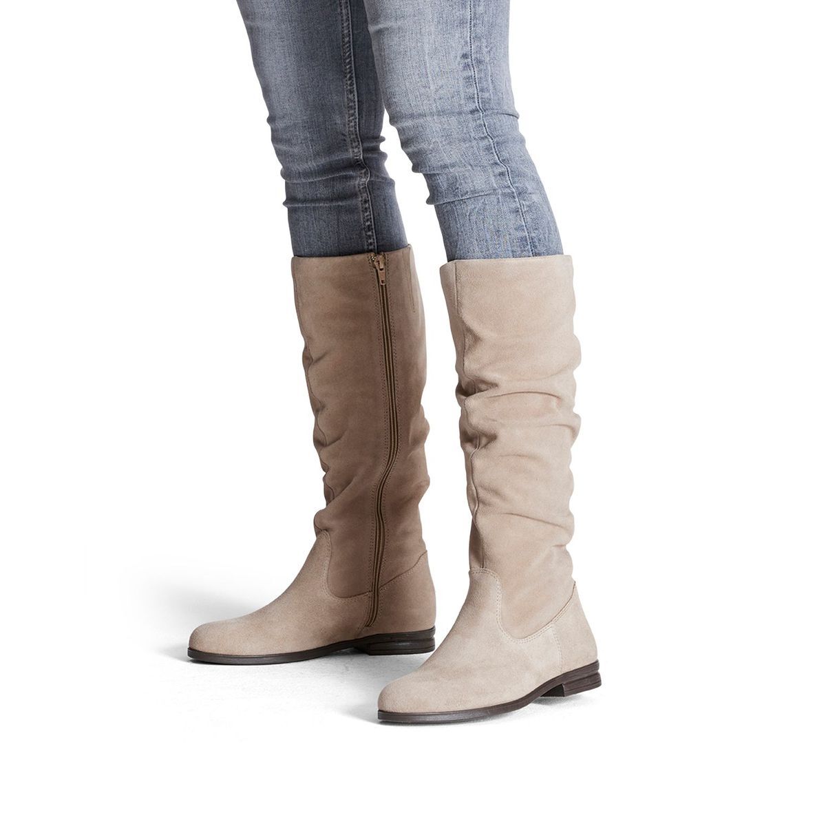 Bottes plates en cuir marron taupe, TAMARIS