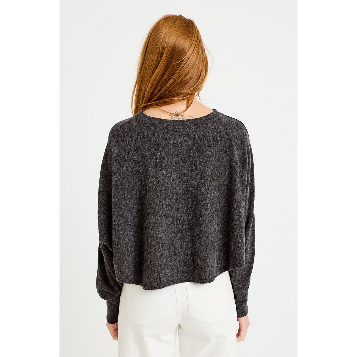 Cape boyfriend cropped col rond gris foncé, CACHE CACHE