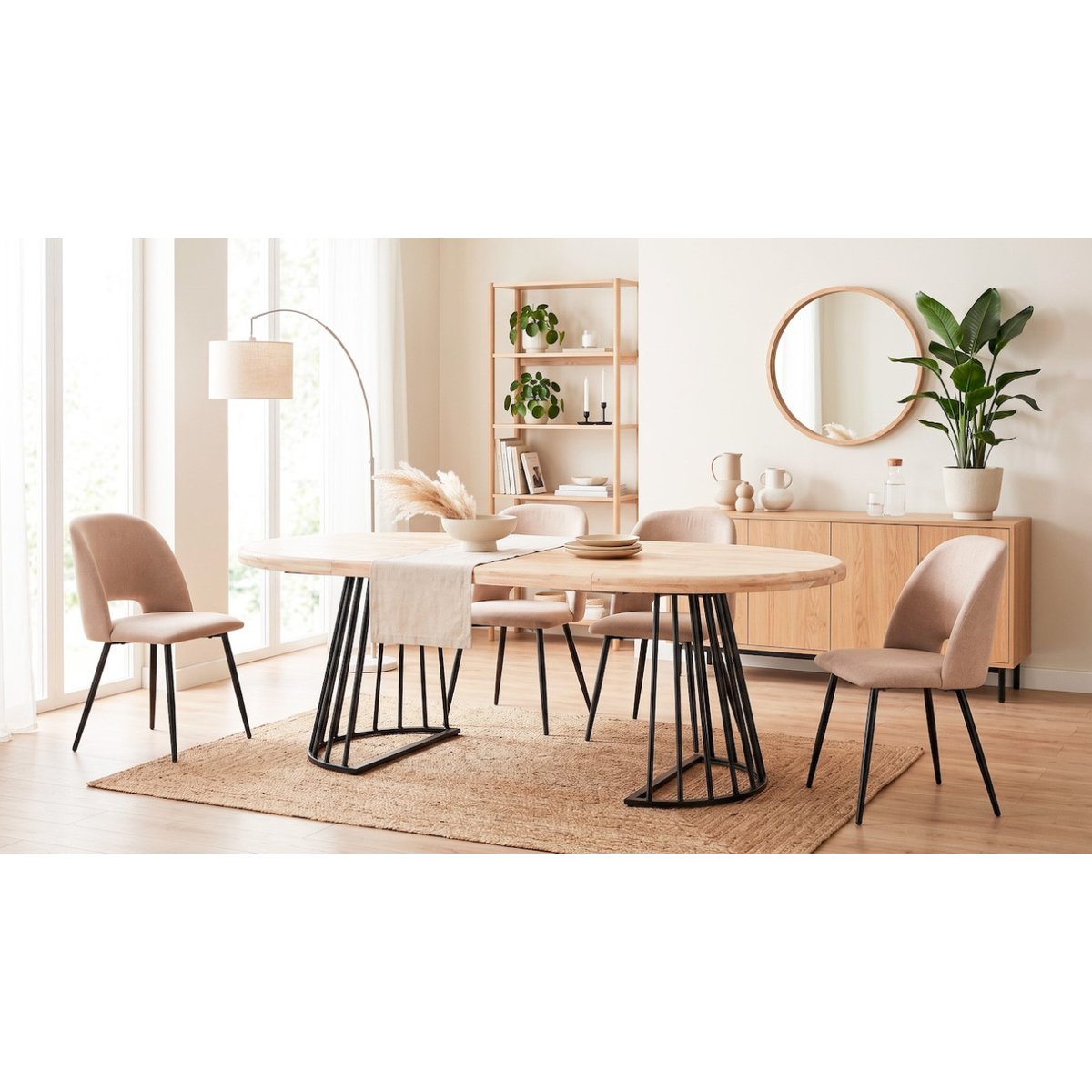 Table de repas ronde extensible en bois - LUNE noir, MATHI DESIGN