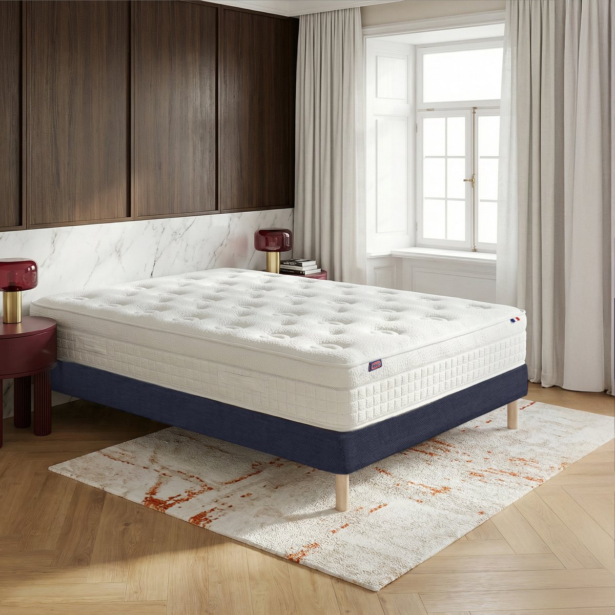 Ensemble lit - Matelas + sommier - Bleu RENAISSANCE bleu foncé, DODO