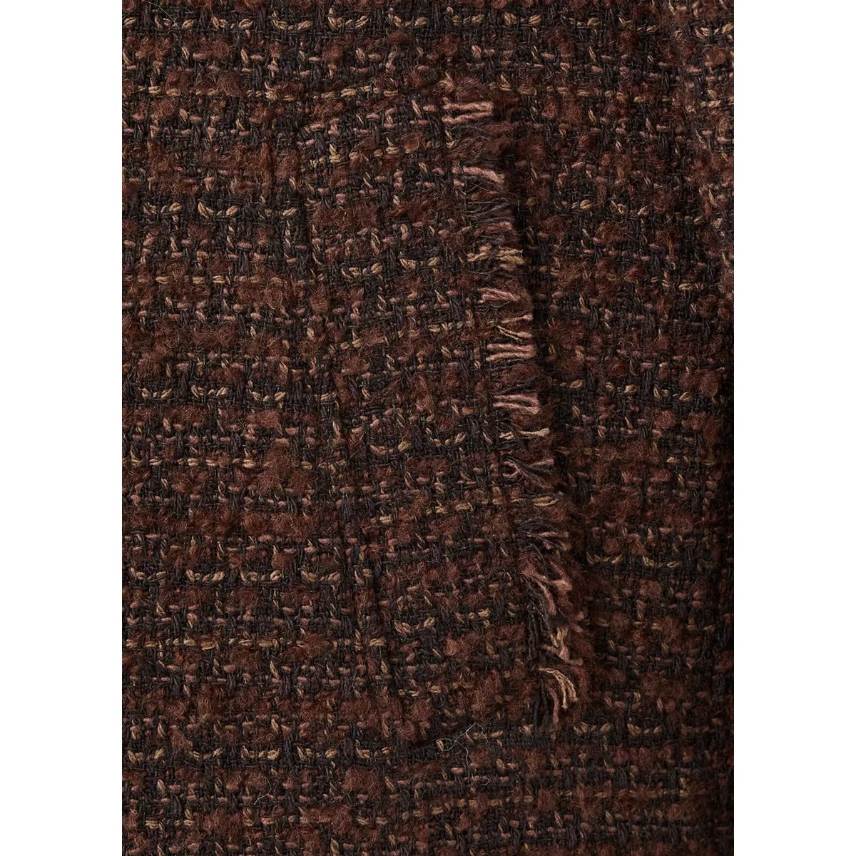 Veste tweed bords effilochés marron, MANGO