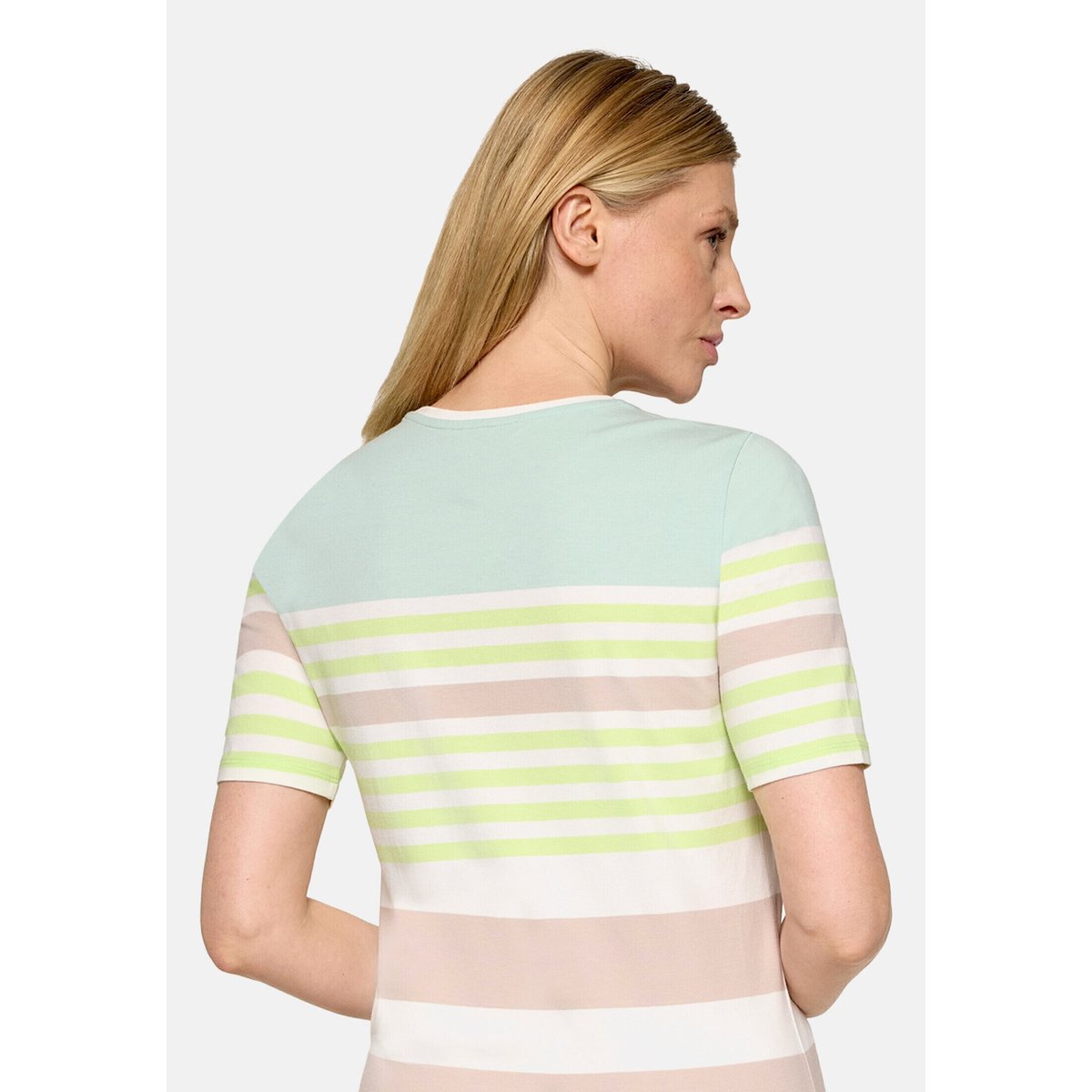 T-shirt basique à rayures horizontales beige/green, BETTY BARCLAY