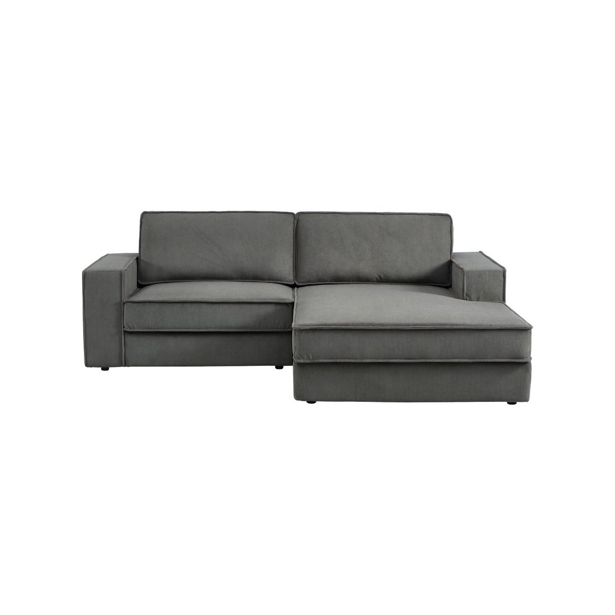 Canapé d'angle droit velours côtelé 3 places CHILL crème, SWEEEK