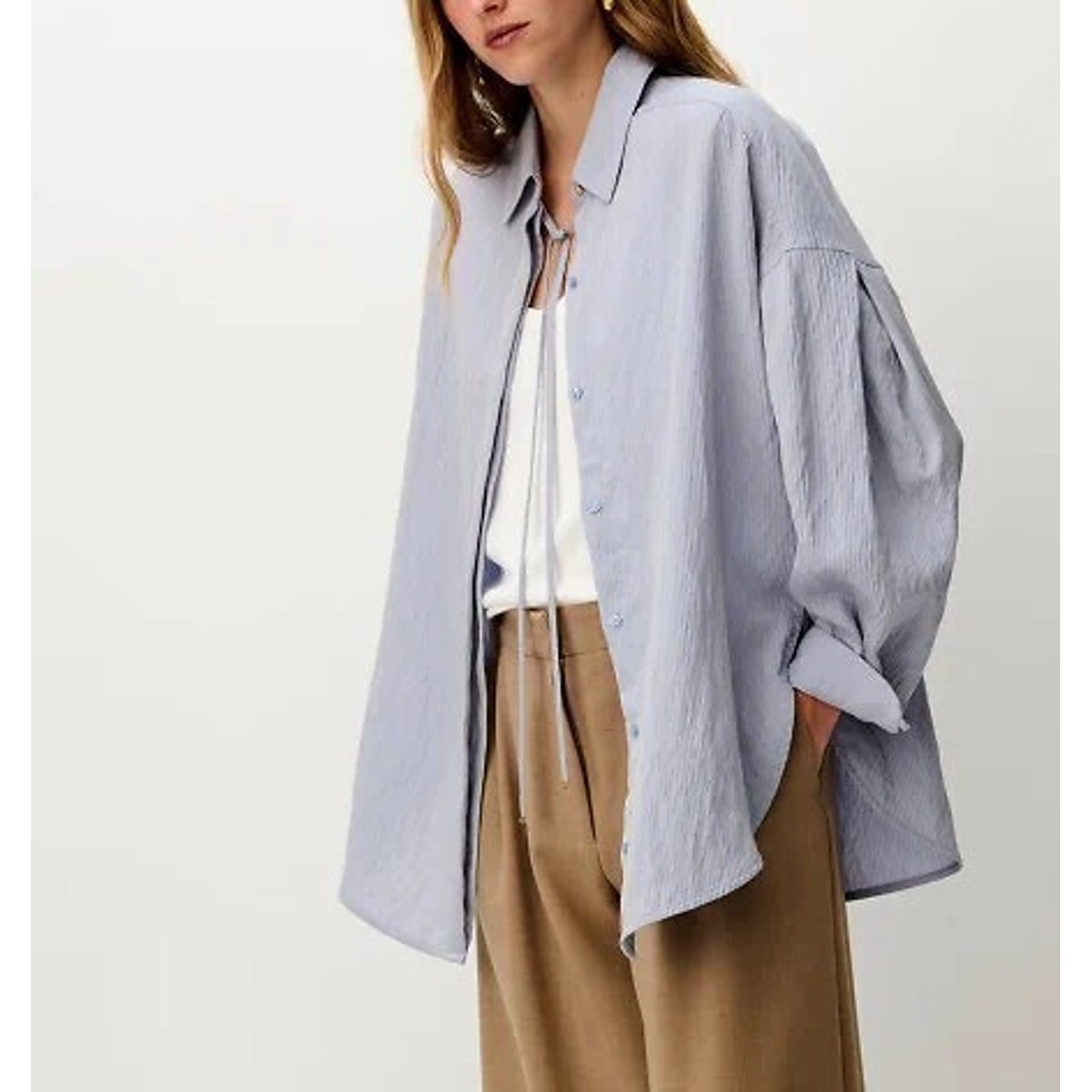 Liza striped long sleeve shirt beige stripe/blue, SESSUN