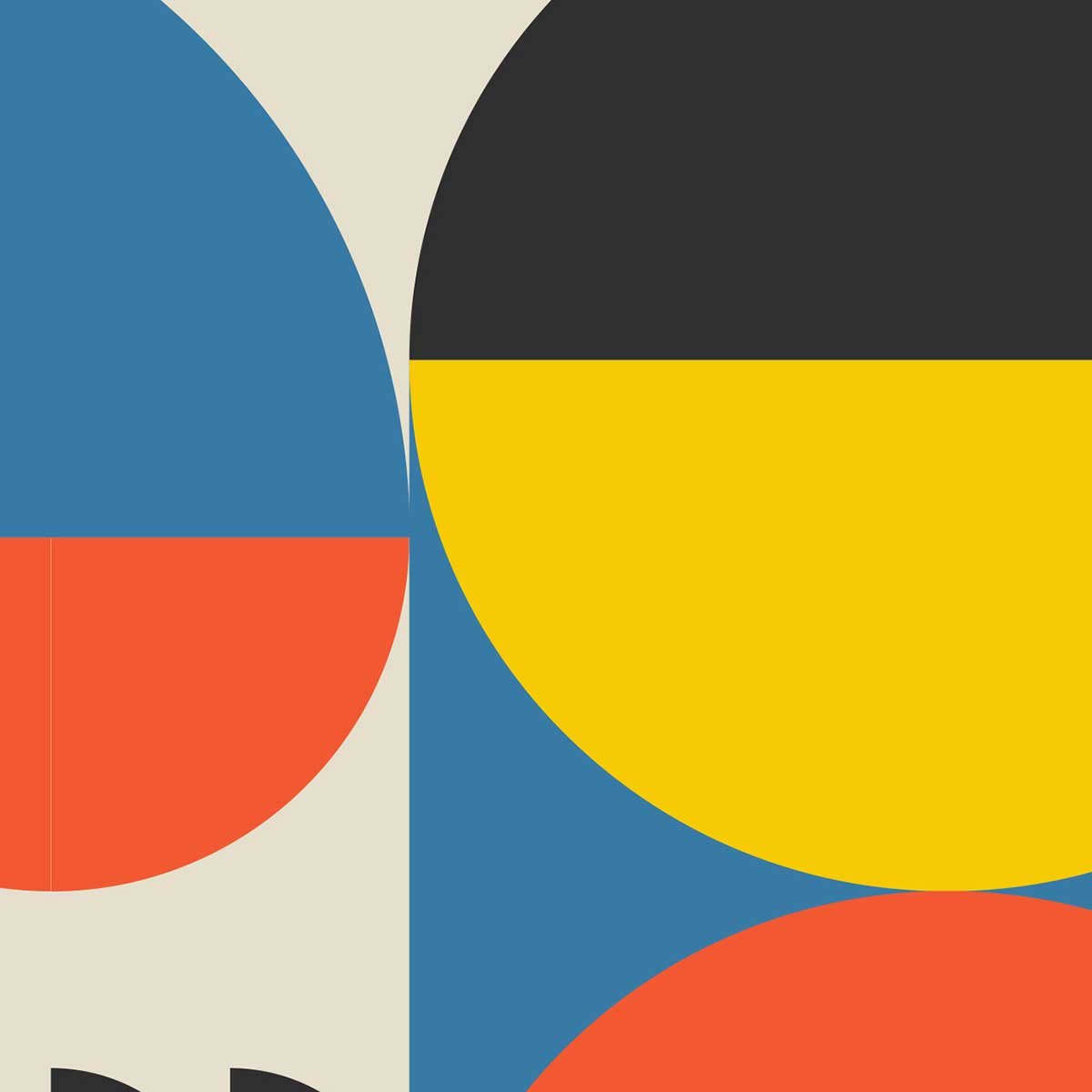 Affiche encadrée bauhaus formes abstraites colorées affiche + cadre en métal - noir, HEXOA