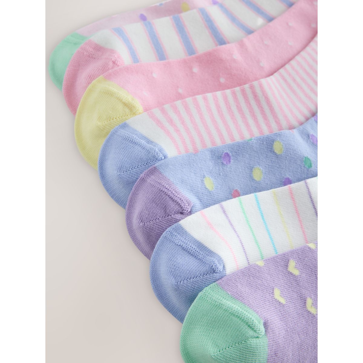 Socquettes en coton à rayures/pois, 7 paires rose et violet, NEXT