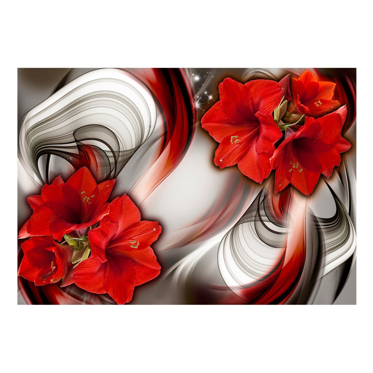 Papier peint intissé panoramique Fleurs Amaryllis - Ballad of the Red noir, EDEN
