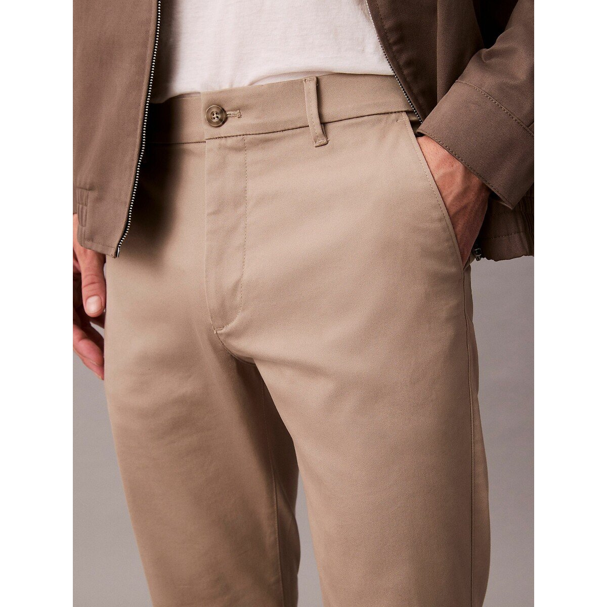 Stretch Cotton Chinos beige, CALVIN KLEIN