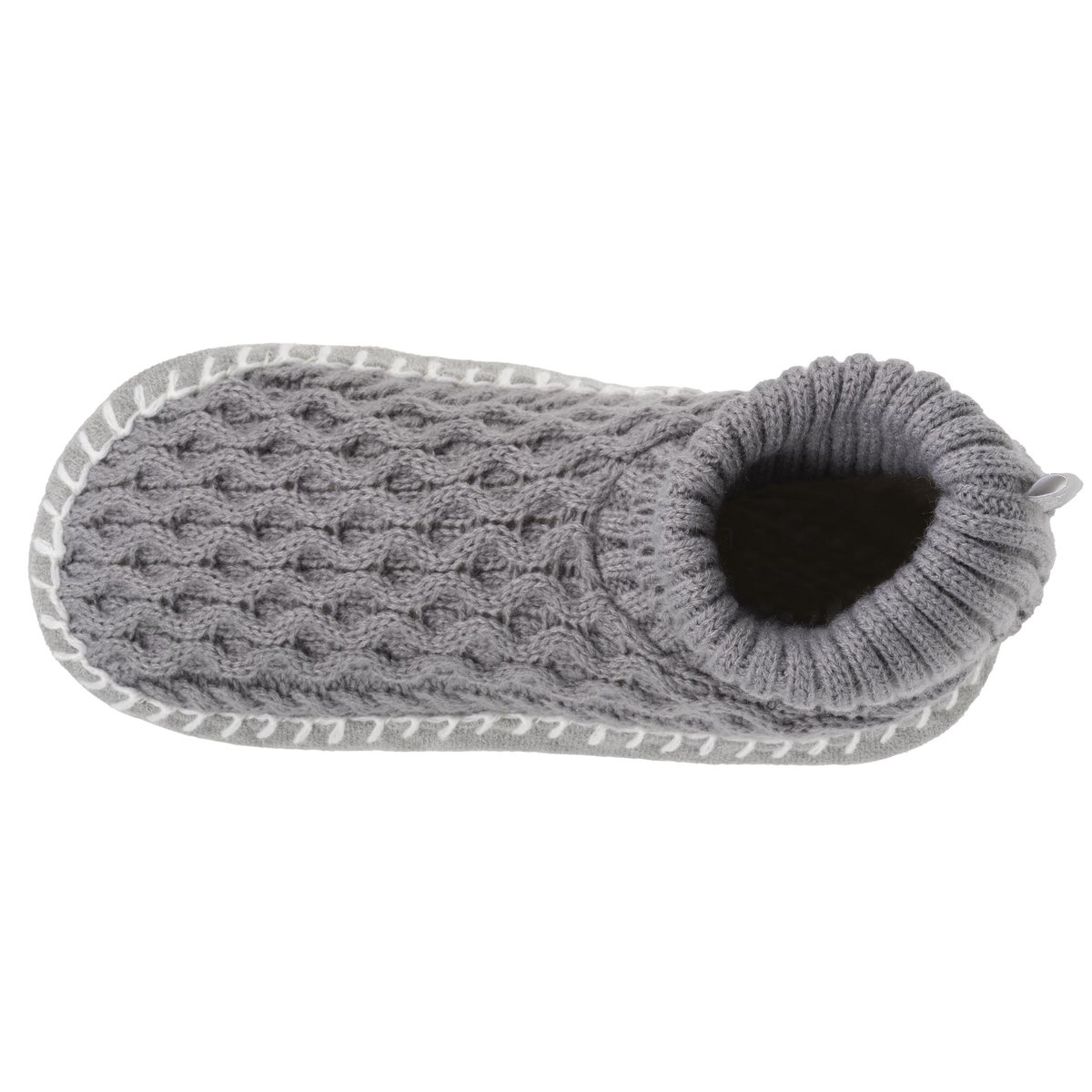Chaussettes d'intérieur maille torsadée, picots antidérapants gris, ISOTONER