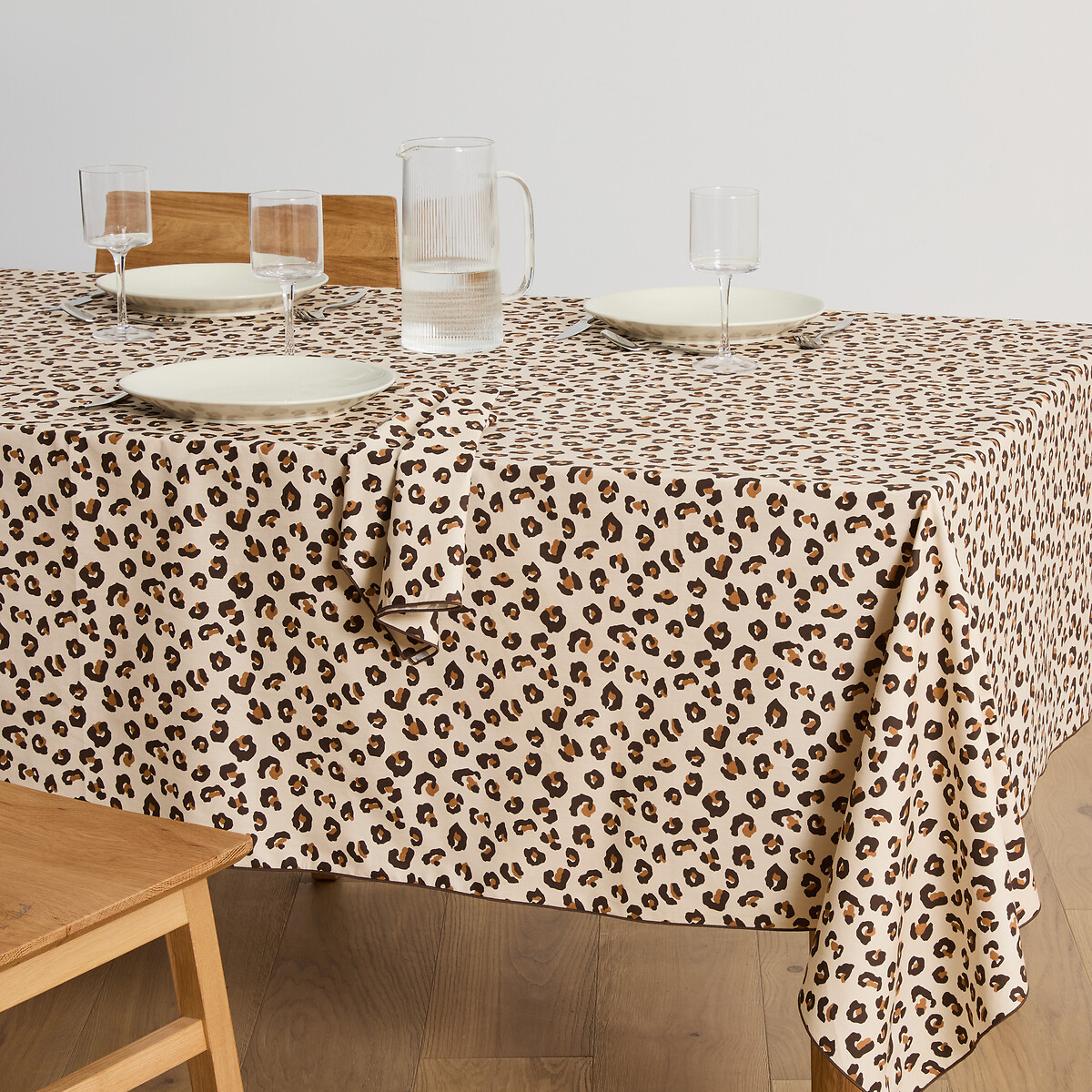 Tafelkleed met luipaardprint, katoen, LEOPOLD luipaardprint, LA REDOUTE INTERIEURS