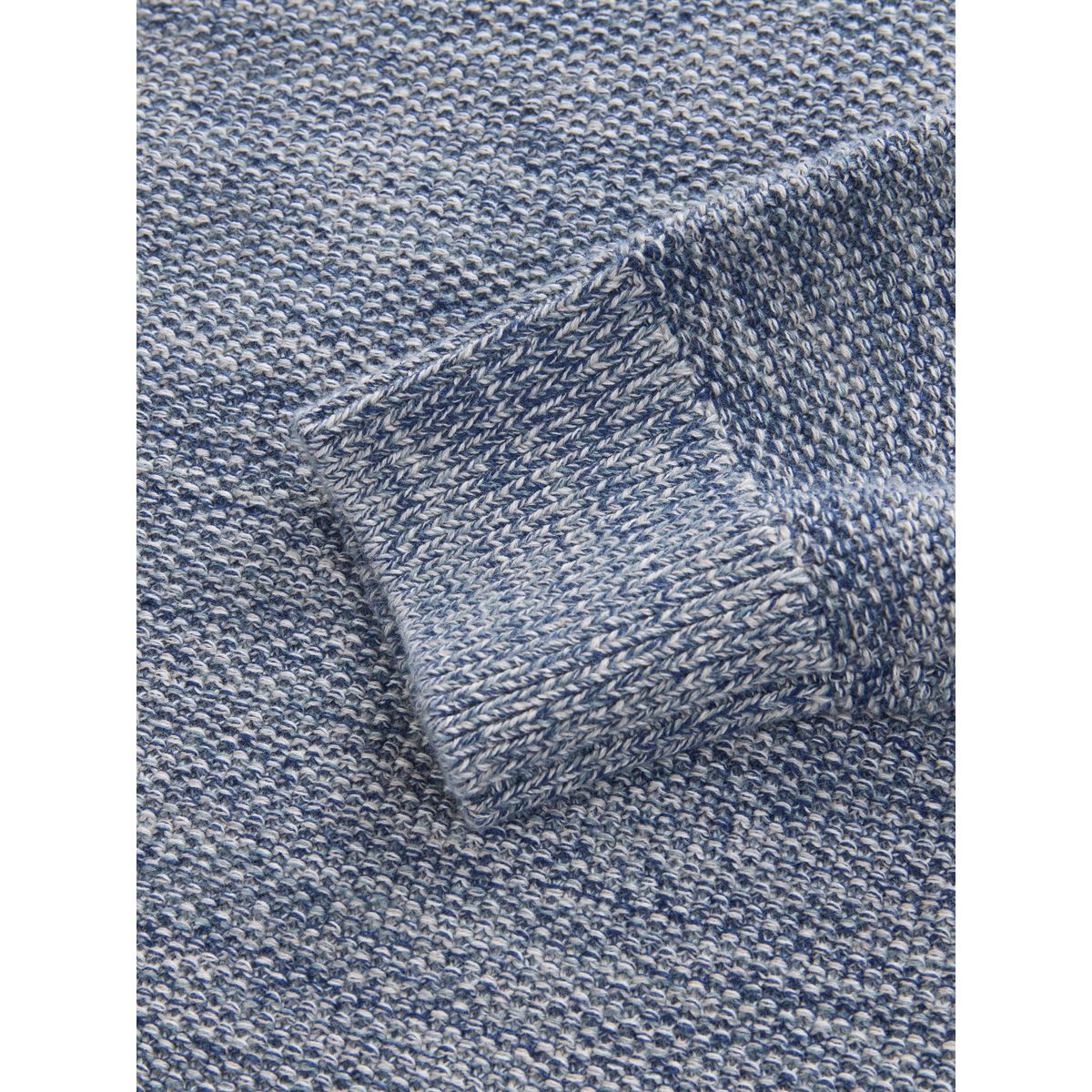 Polo torsadé coton à manches longues bleu denim marl, NEXT