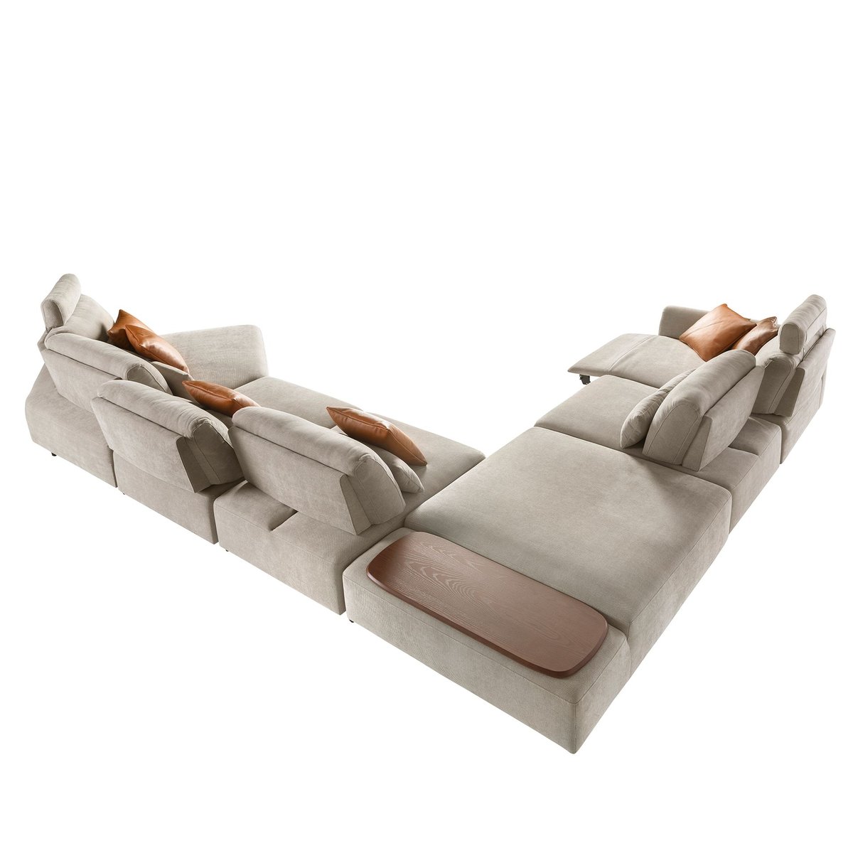 Canapé d'anglé relax modulable tissu sable | noir, ANGEL CERDA