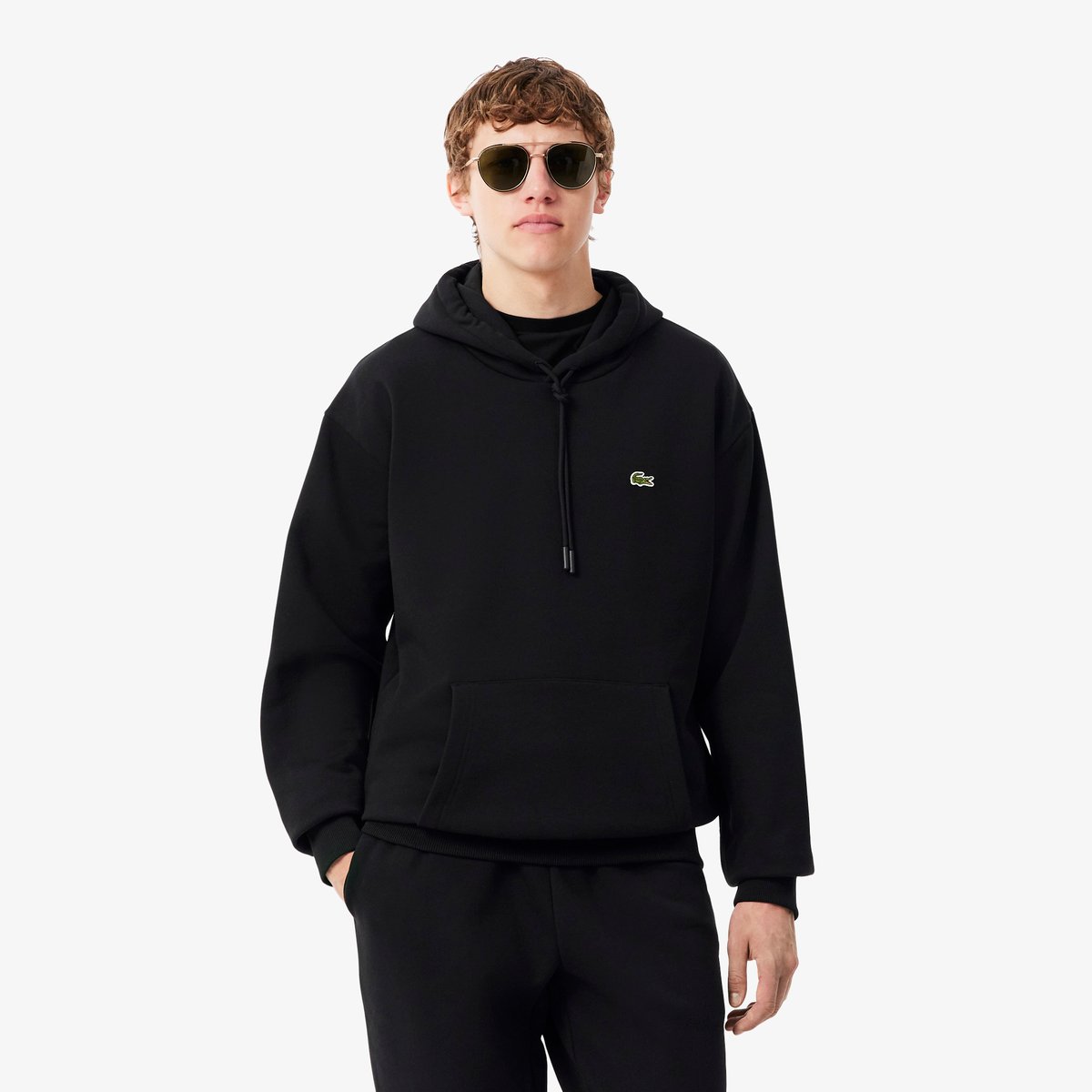 Sweatshirt à capuche molleton noir-031, LACOSTE