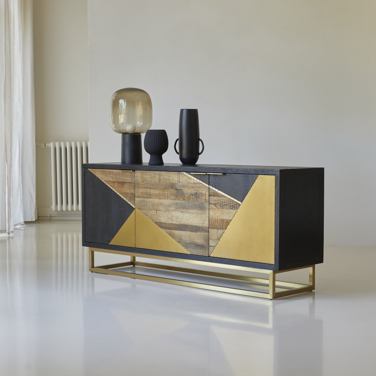 Meuble Hi-FI, TV en Chêne massif, OSCAR noir, TIKAMOON